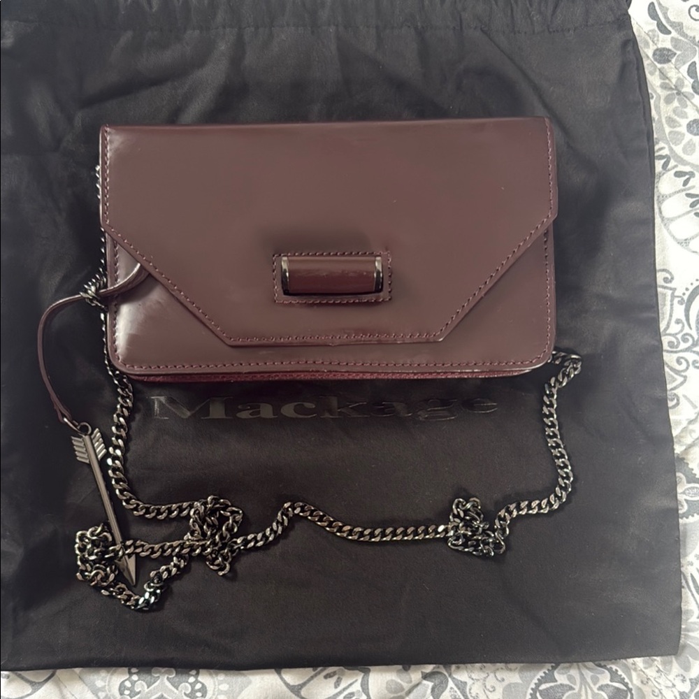 Mackage Zoey Burgundy Leather Crossbody Bag